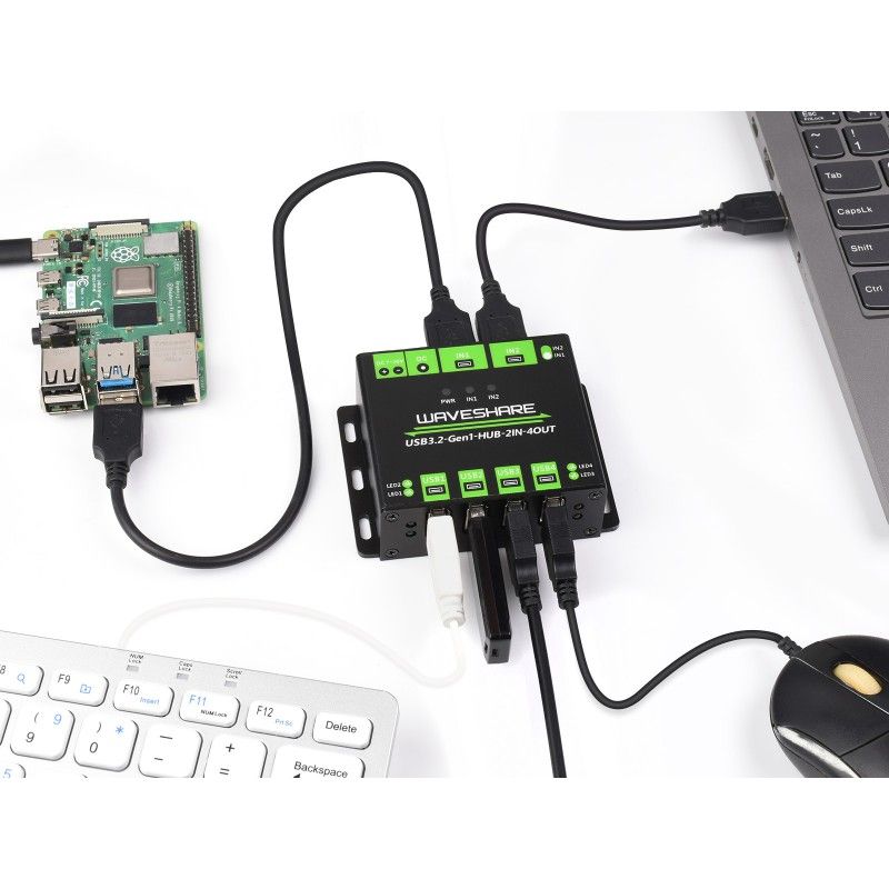 Industrial grade USB hub USB3.2-Gen1-HUB-2IN-4OUT (23929)