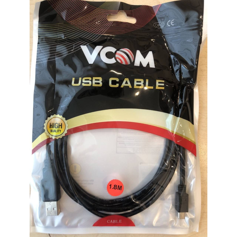 USB Type-A to mini USB cable, 1 meter, black