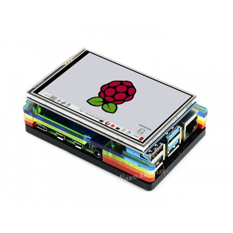 Case for Raspberry Pi 4 Model B Case Acrylic Rainbow with Fan