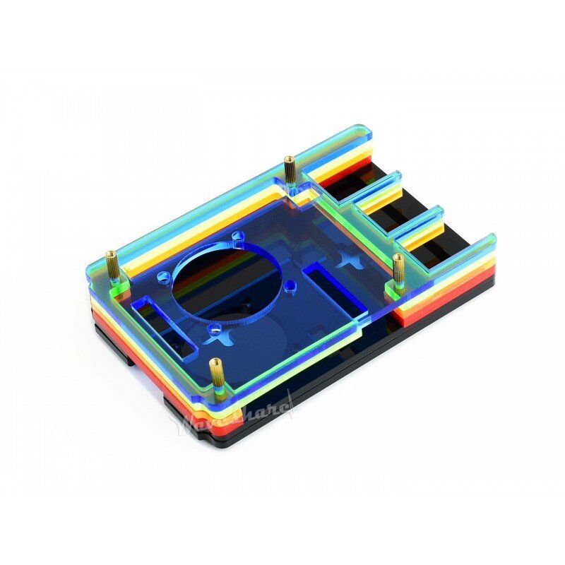 Case for Raspberry Pi 4 Model B Case Acrylic Rainbow with Fan
