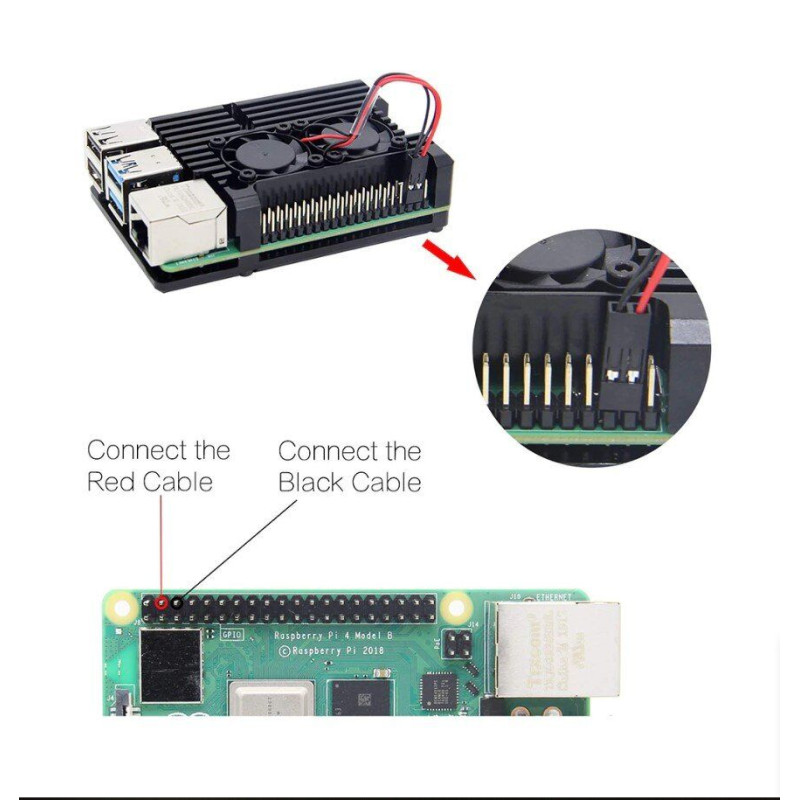 Case for Raspberry Pi 4 Model B with active cooling