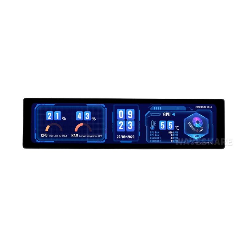 Monitor 11.9inch IPS Display, 320x1480, Toughened Glass Panel, HDMI Without Touch (25624)