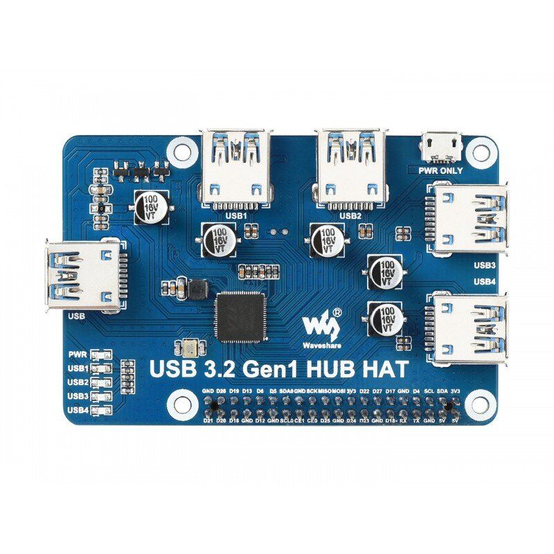 Raspberry Pi USB 3.2 Gen1 HUB HAT expansion card (17584)