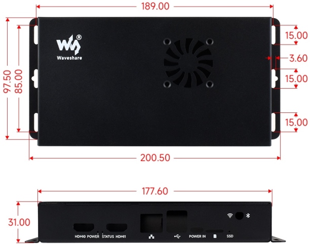 Габарити корпусу CM5 IO Board Case